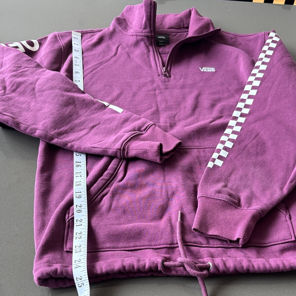 Vans Men's Burgundy Quarter Zip Pullover with Sleeve 'OFF THE WALL' SZ S - Picture 11 of 14